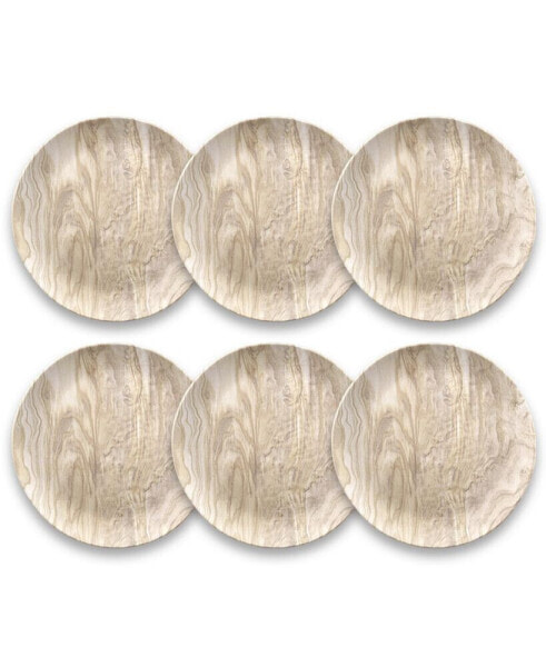 Melamine Faux Real Desert Wood Salad Plates, Set of 6