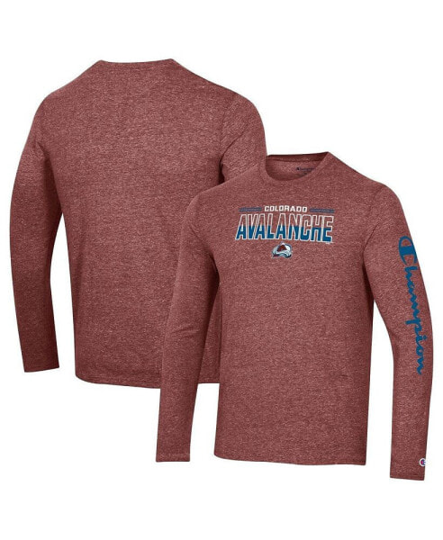 Men's Heather Burgundy Colorado Avalanche Tri-Blend Long Sleeve T-shirt