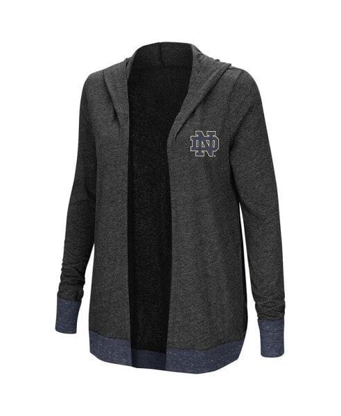 Women's Charcoal Notre Dame Fighting Irish Plus Size Steeplechase Open Hooded Tri-Blend Cardigan