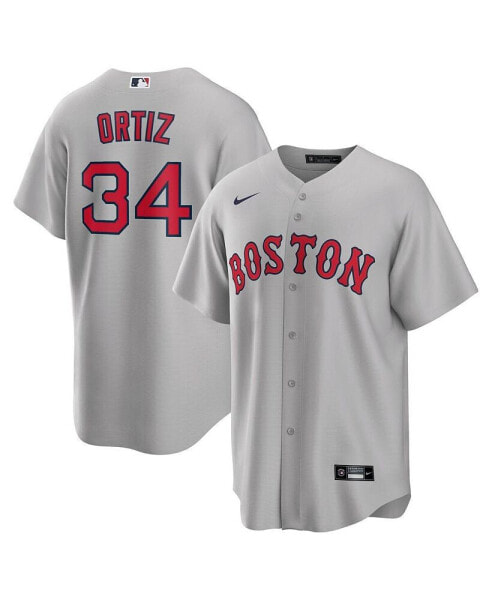 Men's David Ortiz Gray Boston Red Sox Road Replica Player Jersey