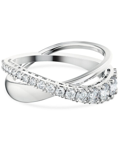Silver-Tone Crystal Twist Double-Row Ring