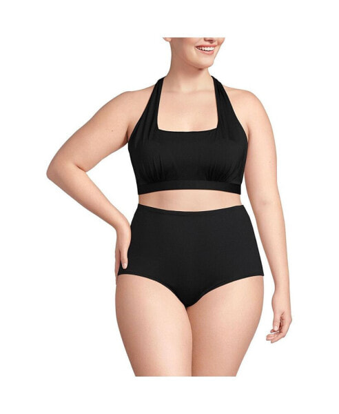Women's Plus Size Chlorine Resistant Square Neck Halter Bikini Top