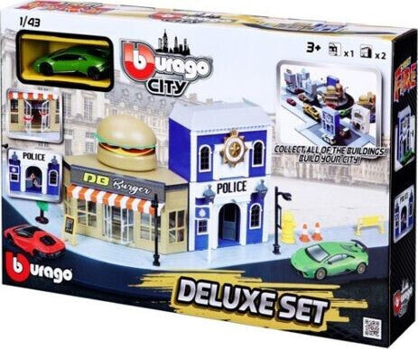 Bburago City Deluxe Set 4 Policja ulica burger (GXP-755422)