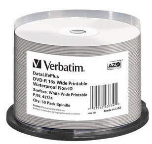 Диски Verbatim DataLifePlus DVD-R, печатные, spindle, 50 шт, 4.7 ГБ
