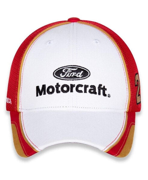 Men's Checkered Flag White and Red Harrison Burton Motorcraft Element Mesh Adjustable Hat