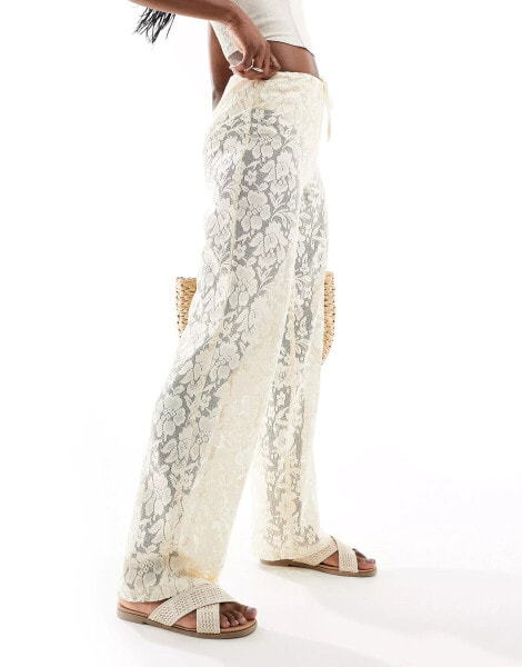 NA-KD lace trousers in white