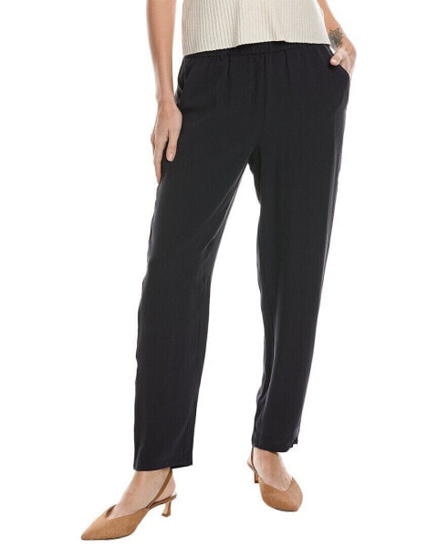 Eileen Fisher High Waisted Silk Tapered Ankle Pant Women's