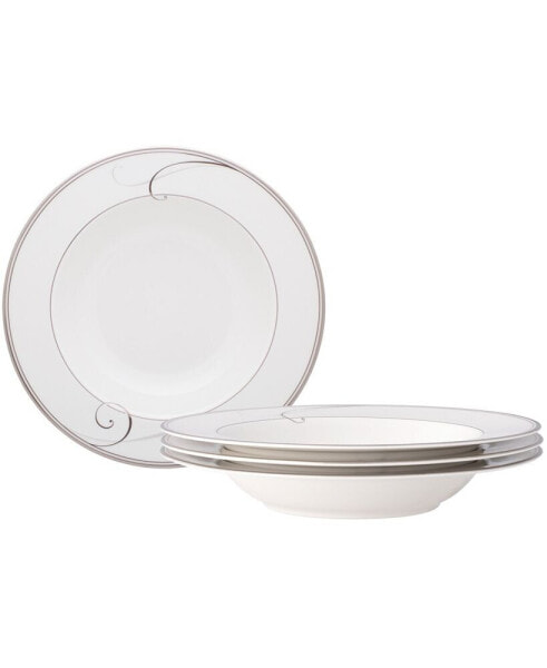 Platinum Wave Set of 4 Soup Bowls, Service For 4