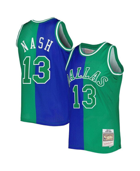 Men's Steve Nash Blue and Green Dallas Mavericks Hardwood Classics 1998-99 Split Swingman Jersey