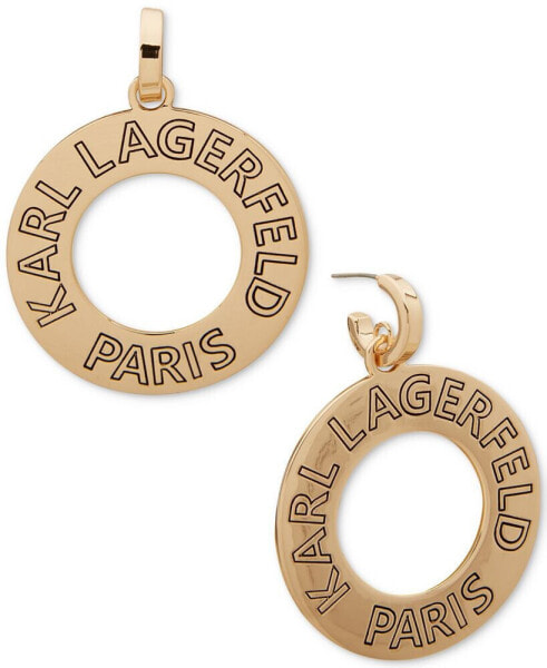 Gold-Tone Logo Circle Drop Earrings