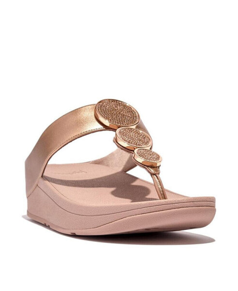 Women's Halo Bead-Circle Metallic Toe-Post Sandals