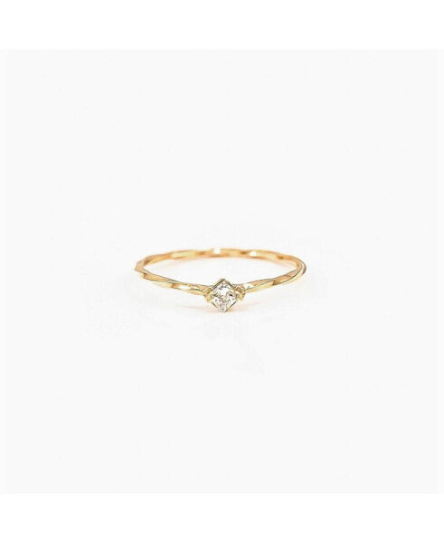 Thin Crystal Solitaire Ring