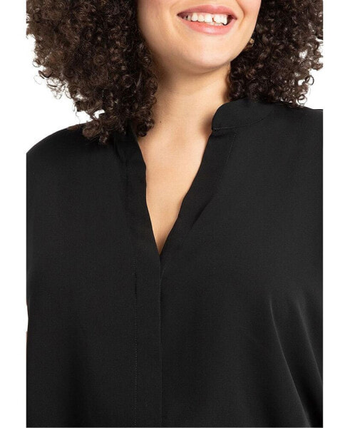 Plus Size Notch Collar Blouse