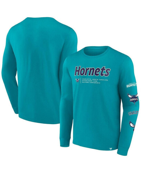 Men's Teal Charlotte Hornets Baseline Long Sleeve T-shirt