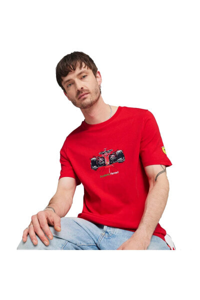 Ferrari Race Erkek Kırmızı Günlük Stil T-Shirt 62380302