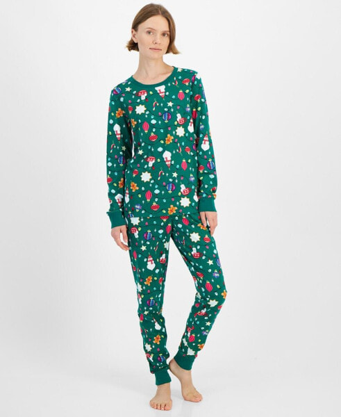 Family Pajamas Women's 2-Pc. Cotton Ornament Toss Pajamas Set, Created for Macy's