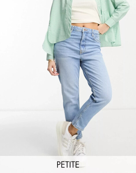 Bershka Petite comfort fit mom jean in light blue