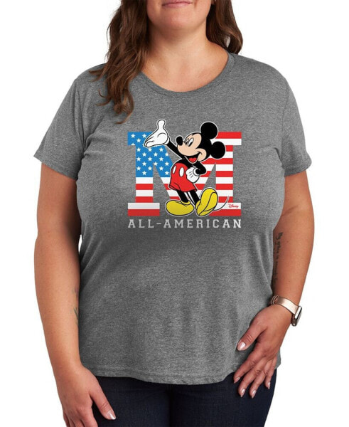 Trendy Plus Size Mickey Mouse All-American Graphic T-shirt