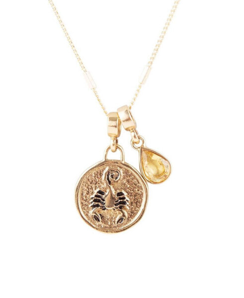 Barse zodiac Coin Genuine Teardrop Charm Necklace