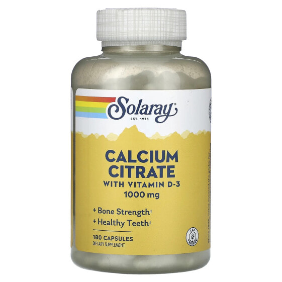 Кальций Citrate с витамином D-3, 1 000 мг, 90 капсул Solaray