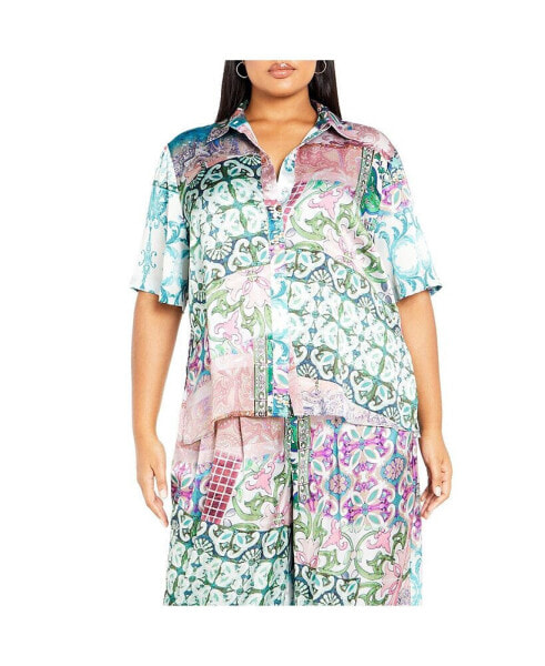 Plus Size Paisley Summer Shirt