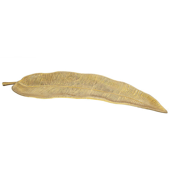 Valet Tray Romimex Golden Aluminium Leaf of a plant 96 x 6 x 33 cm