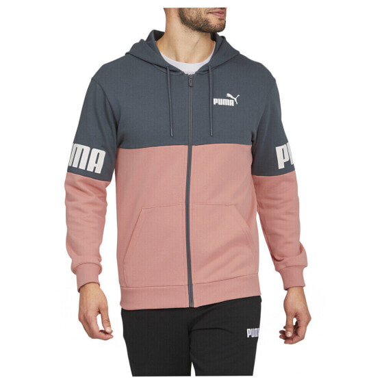 Puma Power Colorblock Full Zip Hoodie Mens Pink Casual Outerwear 670496-42