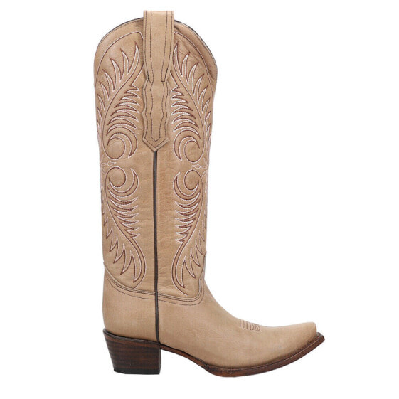 Circle G by Corral Cowhide Embroidered Snip Toe Cowboy Womens Beige Casual Boot