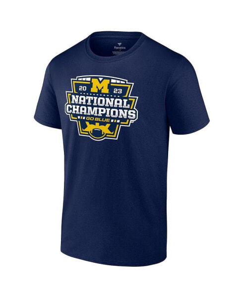 Men's Navy Michigan Wolverines College Football Playoff 2023 National Champions Logo T-shirt