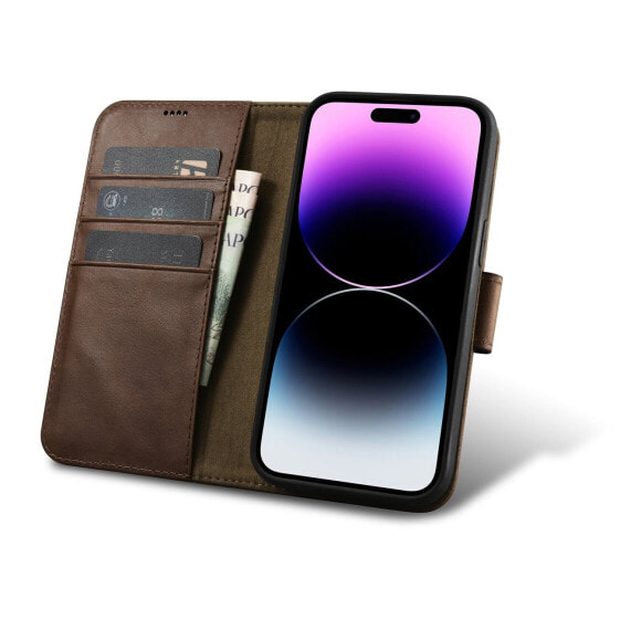 Чехол для смартфона ICARER iPhone 14 Pro Max Кожаный Anti-RFID Темно-коричневый