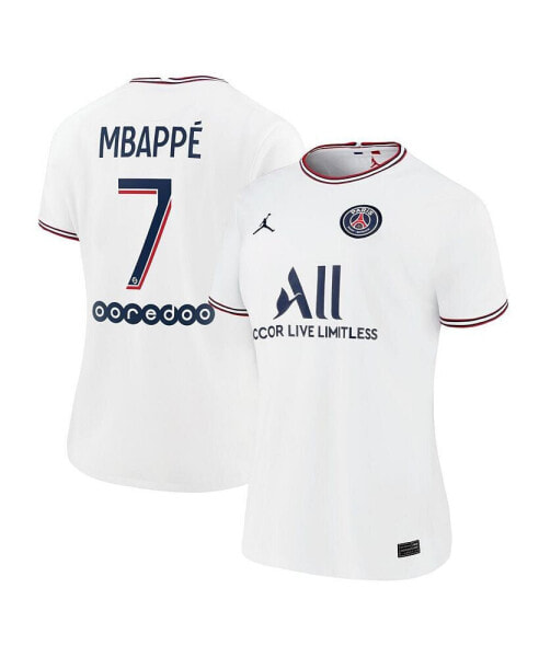 Футболка Jordan женская Килиан Мбаппе белая Paris Saint-Germain 2021/22 Воскресный репликация