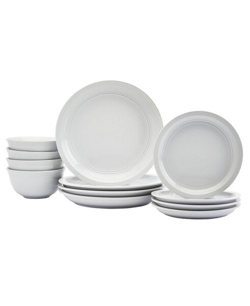 Сервировка стола Tabletops Unlimited Farmhouse White 12-предметный набор посуды для ужина, обслуживание для 4