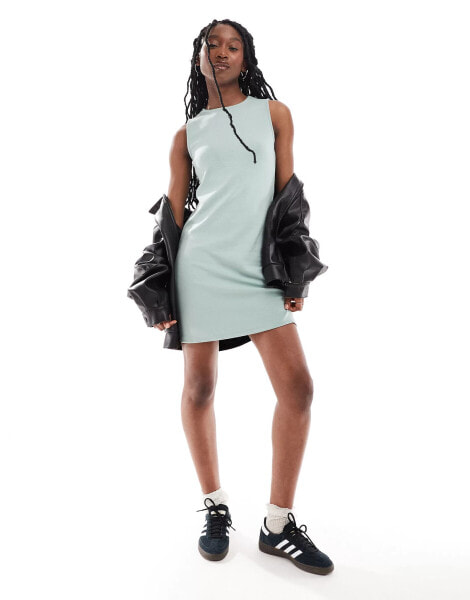 JDY mini sleeveless fitted dress in sage green