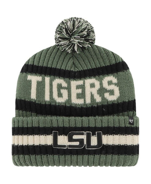 Men's Green LSU Tigers OHT Military-Inspired Appreciation Bering Cuffed Knit Hat with Pom