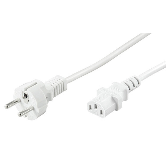 Wentronic IEC Cord - 2 m - White - 2 m - Power plug type F - C13 coupler - H05VV-F3G - 250 V