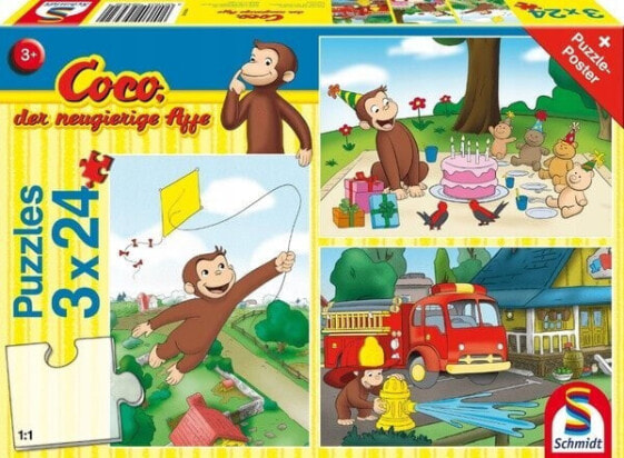 Schmidt Spiele Schmidt Spiele Coco the curious monkey: fun with Coco, jigsaw puzzle (3x 24 pieces)