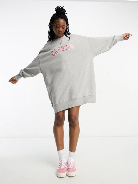 Barbour x ASOS varsity oversized sweatshirt dress in grey