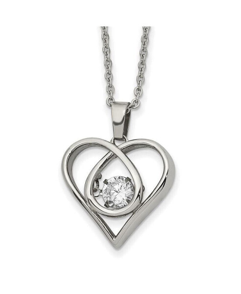 Vibrant CZ Heart Pendant Cable Chain Necklace