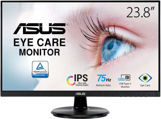 ASUS Eye Care VA24DCP - 24 Inch Full HD Monitor - Frameless, Flicker-Free, Blue Light Filter, FreeSync - 75 Hz, 16:9 IPS Panel, 1920 x 1080 - USB-C Connection with 65 W, HDMI