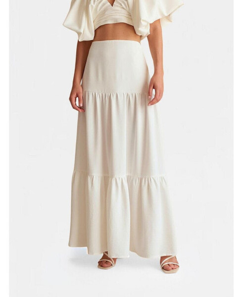 Women's Pleated mid-rise summer maxi skirt