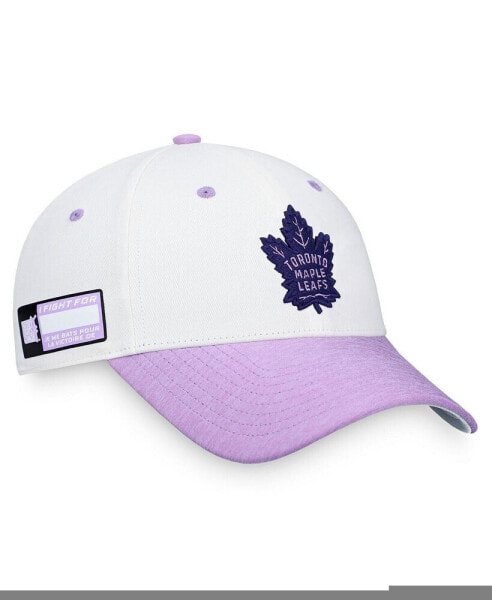 Men's White, Purple Toronto Maple Leafs 2022 Hockey Fights Cancer Authentic Pro Snapback Hat