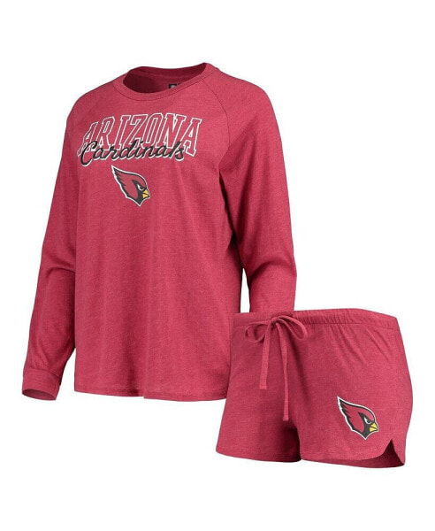Пижама женская Concepts Sport Arizona Cardinals с длинным рукавом Meter Knit и шорты Sleep Set