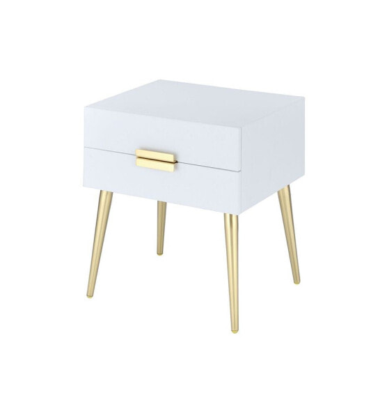 Denvor Night Table in White & Gold