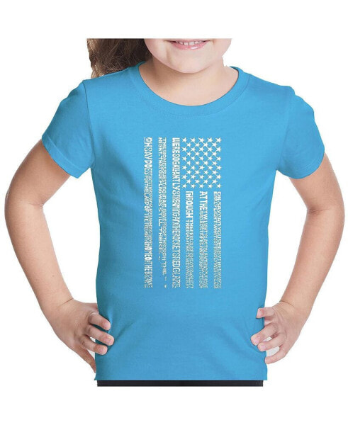 Big Girl's Word Art T-shirt - National Anthem Flag