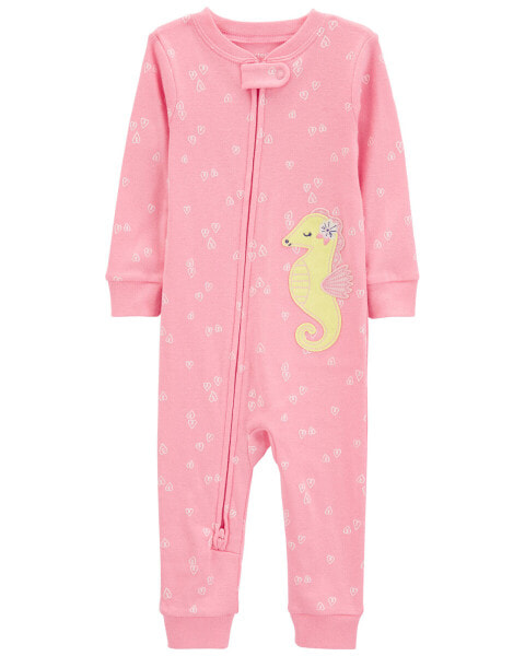 Toddler 1-Piece Sea Horse 100% Snug Fit Cotton Footless Pajamas 3T