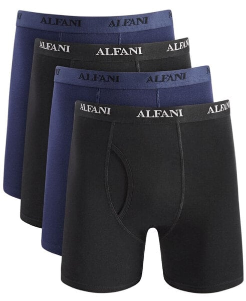 Men's 4-Pk. Moisture-Wicking Cotton Boxer Briefs, Created for Macy's