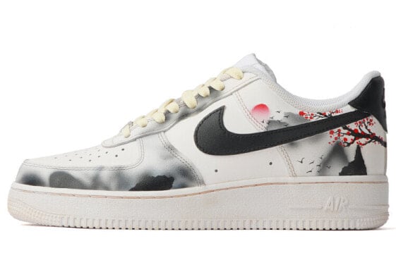 【定制球鞋】 Nike Air Force 1 Low 落日余晖中国国画元素水墨 低帮 板鞋 男款 黑白 / Кроссовки Nike Air Force CW2288-111