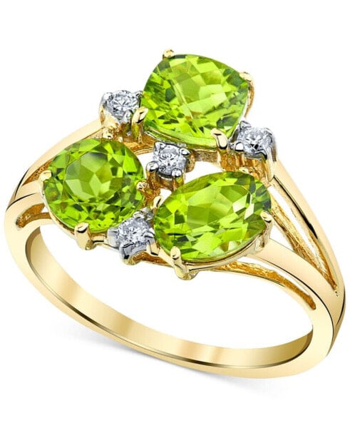 Peridot (3 ct. t.w.) & Diamond (1/10 ct. t.w.) Open Cluster Ring in 14k Gold