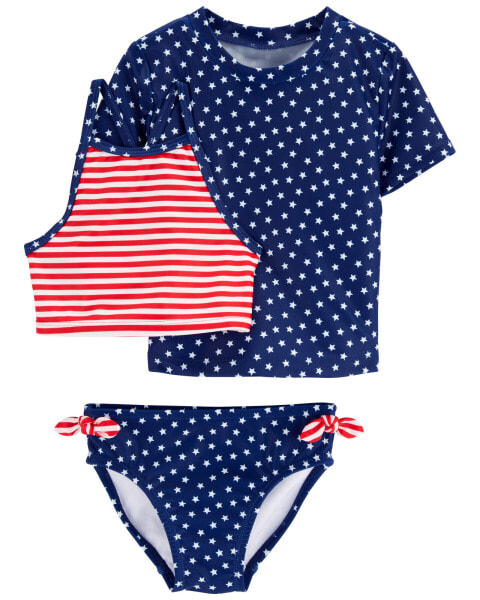 Купальник для девочек Carter's Toddler 3-Piece Rashguard Swimsuit Set