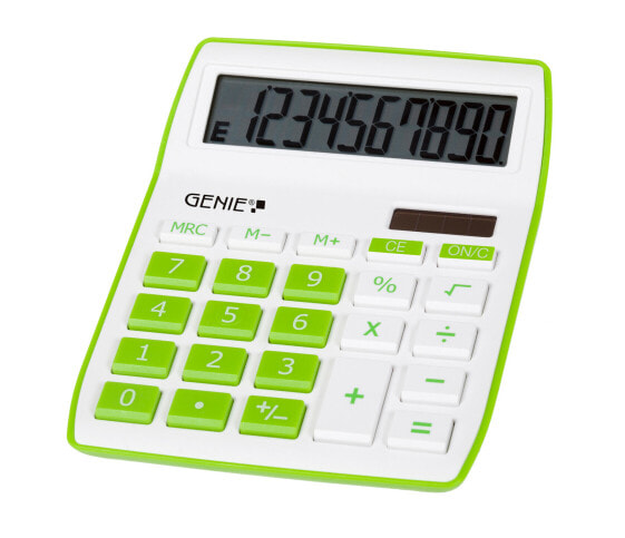 Genie 840 G - Desktop - Display - 10 digits - Display tilting - Battery/Solar - Green - White